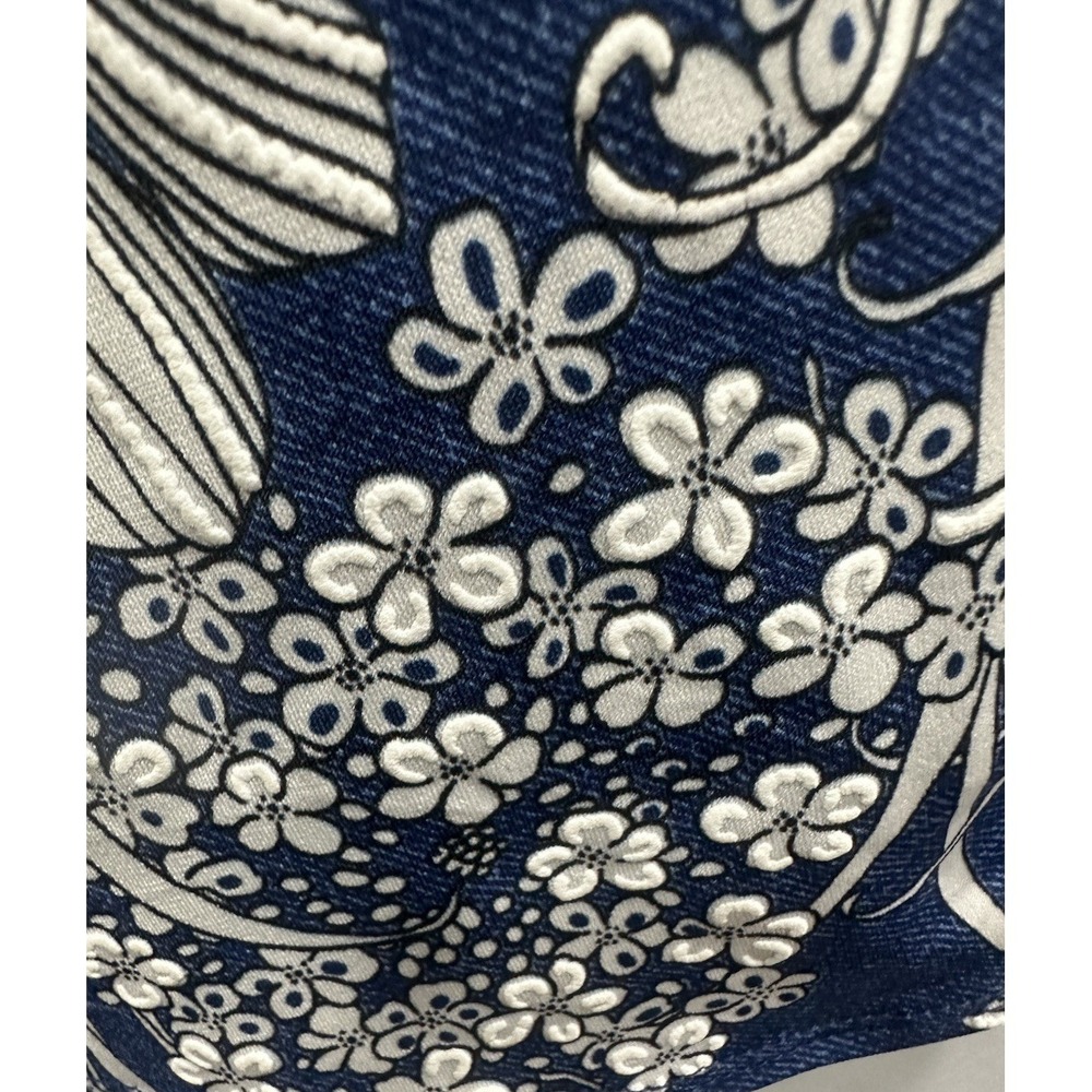 Robbie Bee Dress Women's PM Medium Navy Blue White Hawaiian Floral Stretch Midi - Picture 9 of 11